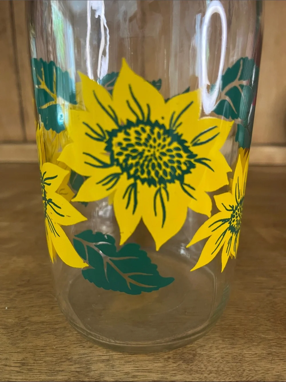 Vintage 1980’s Le Parfait Sunflower Glass Decanter, made in France. No Lid.